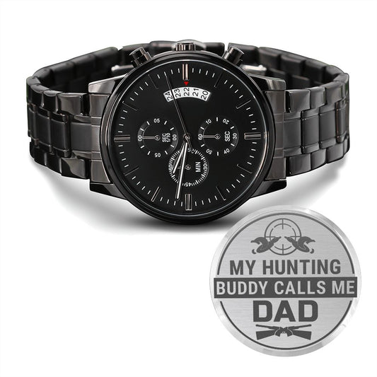 My Hunting Buddy | Engraved Black Chronograph Watch