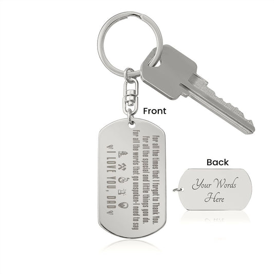 I Love You Dad | Engraved Do Tag Keychain