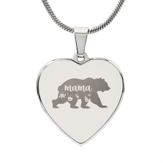 Mama Bear | Engraved Heart Necklace