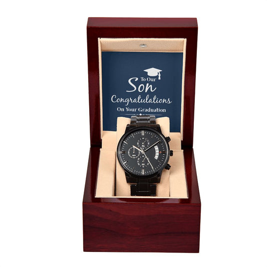 To Our Son On Your Graduation | Black Chronograph Watch