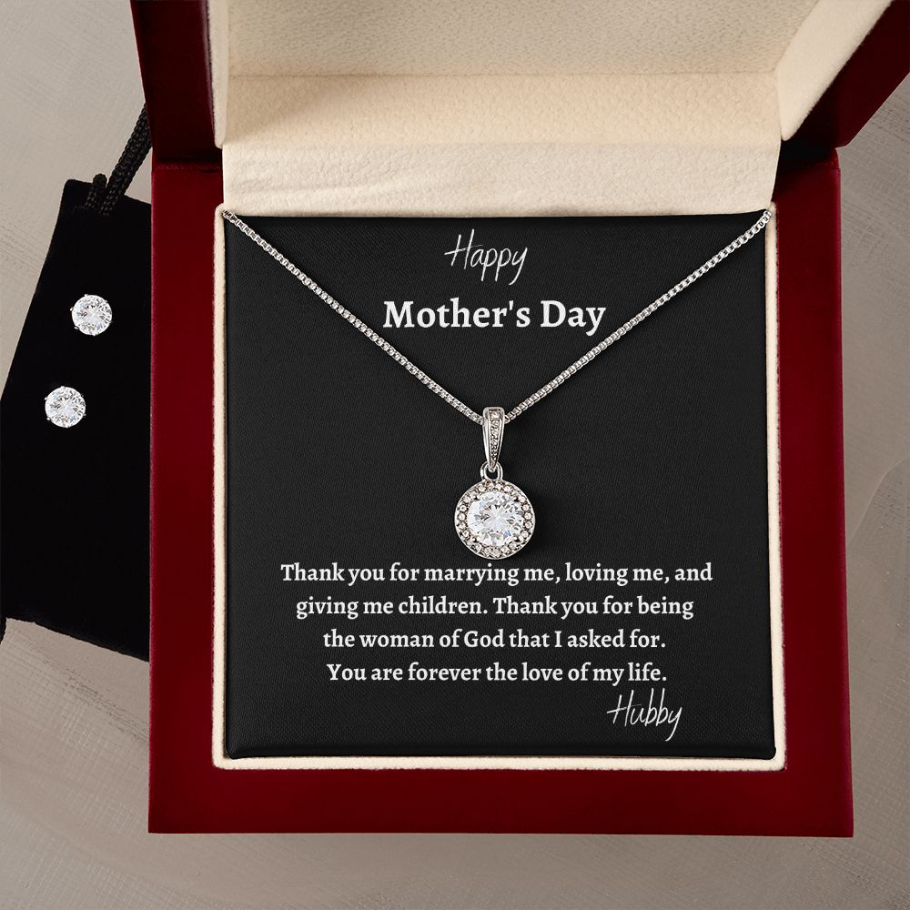 Happy Mother's Day_Thank you for marrying me | Eternal Hope Necklace and CZ Earrings