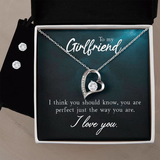 To My Girlfriend | Forever Love Necklace w/ Cubic Zirconia Earring Set