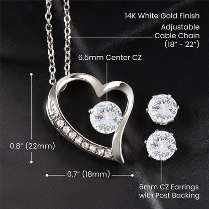 To My Girlfriend | Forever Love Necklace w/ Cubic Zirconia Earring Set