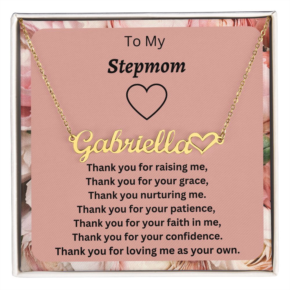 To My Stepmom | lPersonalized Heart Name Necklace