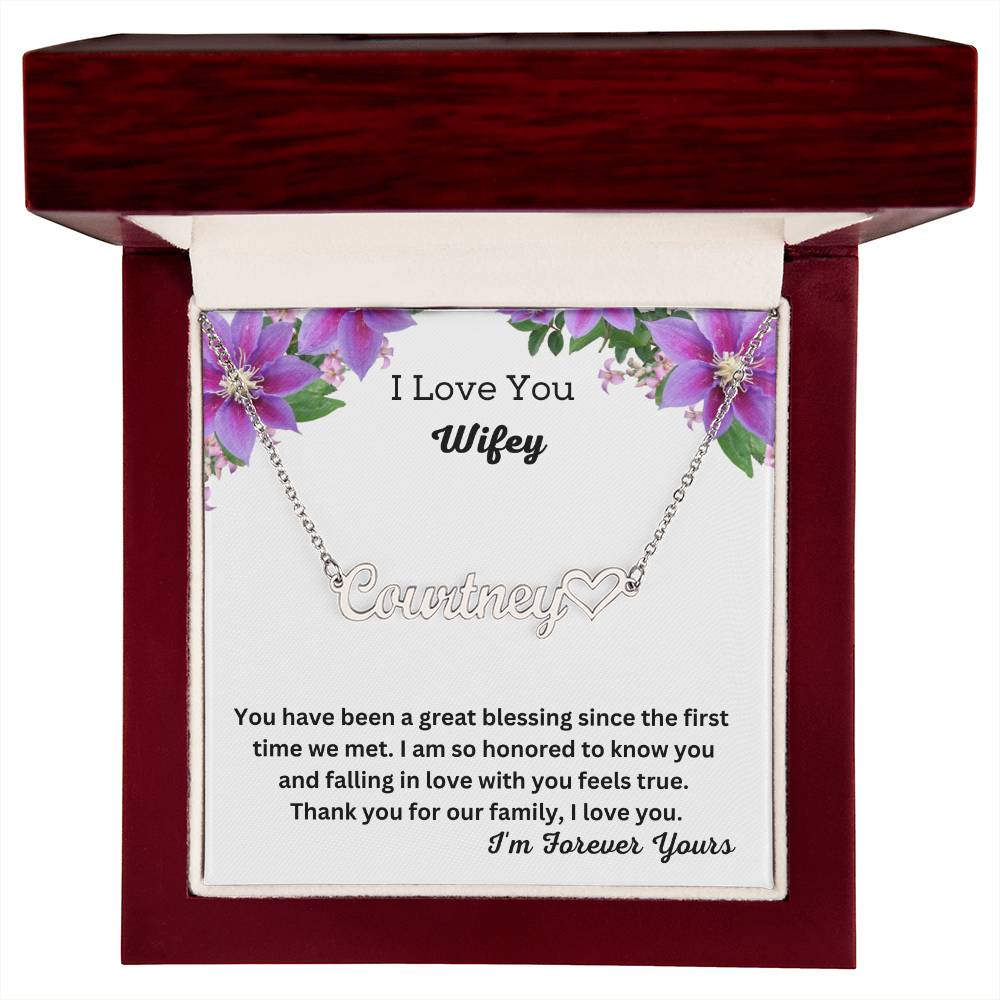 I Love You Wifey | Name Necklace + Heart Character w/MC