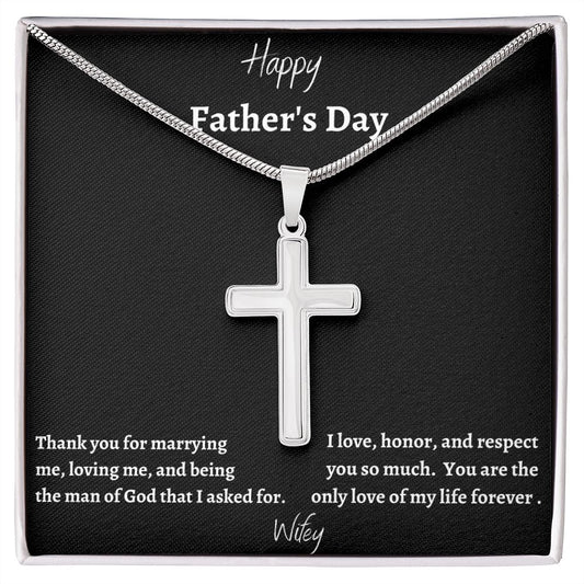 Happy Father's Day_Thank you for marrying me | Stainless Steel Cross Necklace