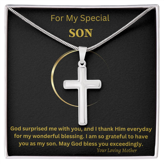 For My Special Son | Artisan-crafted Stainless Steel Cross Necklace