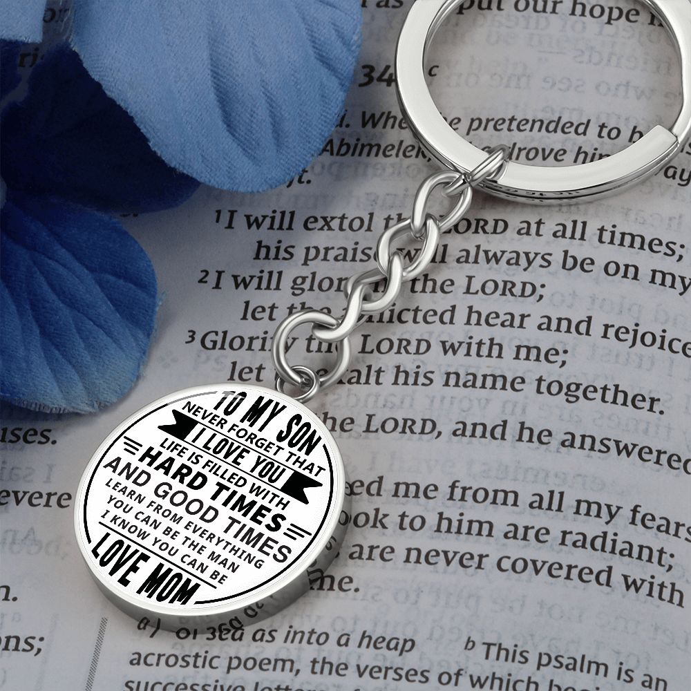 To My Son_Never Forget | Graphic Circle Keychain