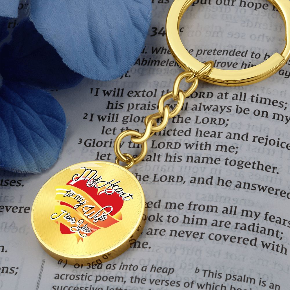 My Heart To My Wife | Graphic Circle Keychain