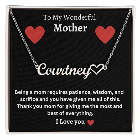 To My Wonderful Mother | Heart Name Necklace