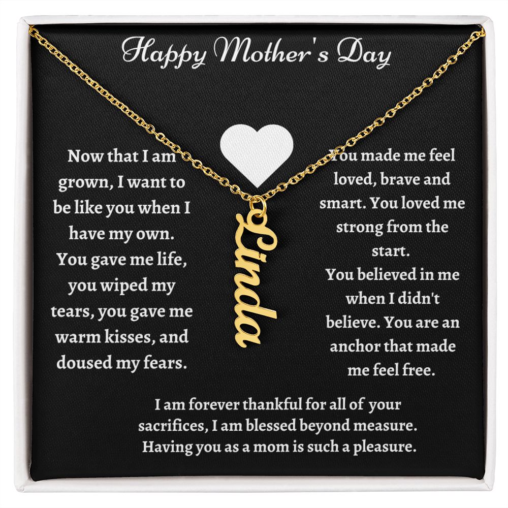 Happy Mother's Day | Personalized Vertical Name Necklace