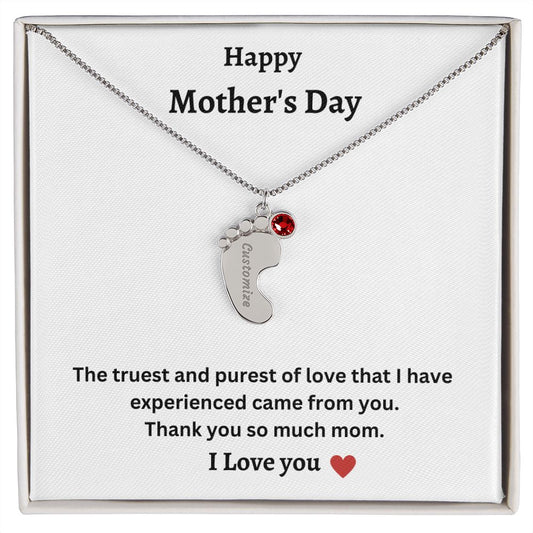 Happy Mother's Day | Baby Feet Necklace with Birthstone