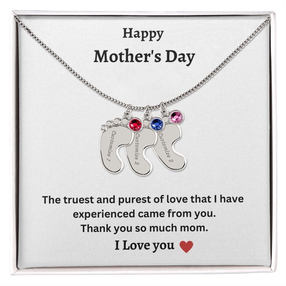 Happy Mother's Day | Baby Feet Necklace with Birthstone