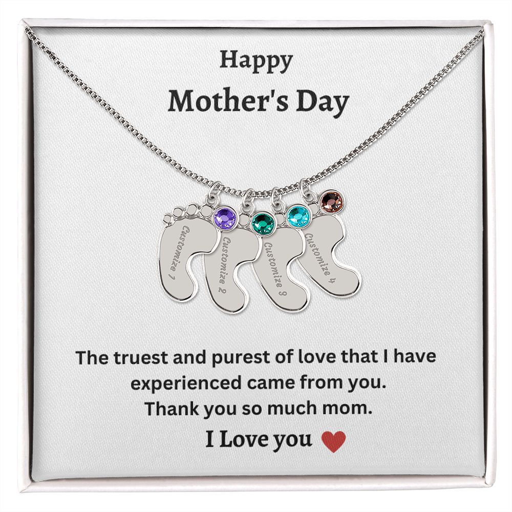 Happy Mother's Day | Baby Feet Necklace with Birthstone