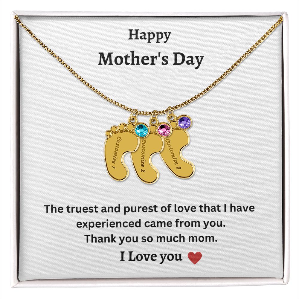 Happy Mother's Day | Baby Feet Necklace with Birthstone