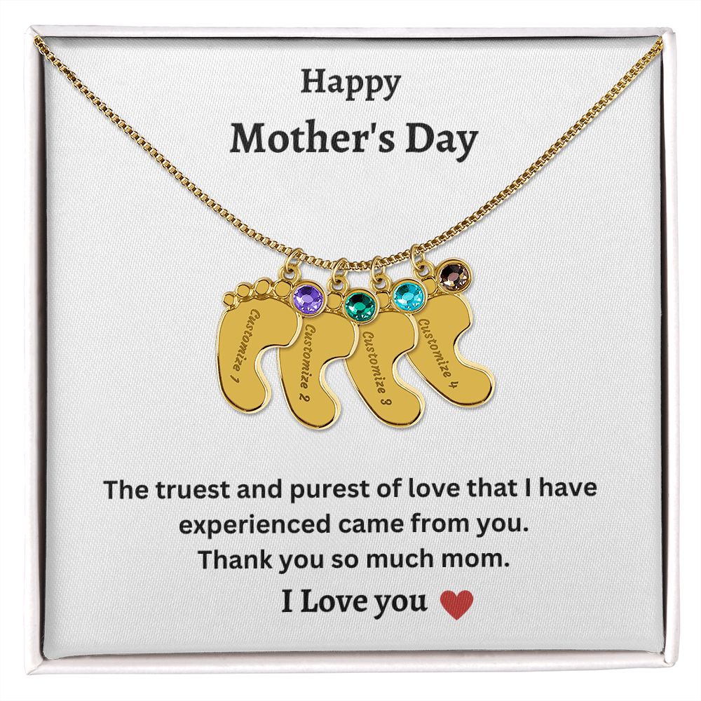 Happy Mother's Day | Baby Feet Necklace with Birthstone